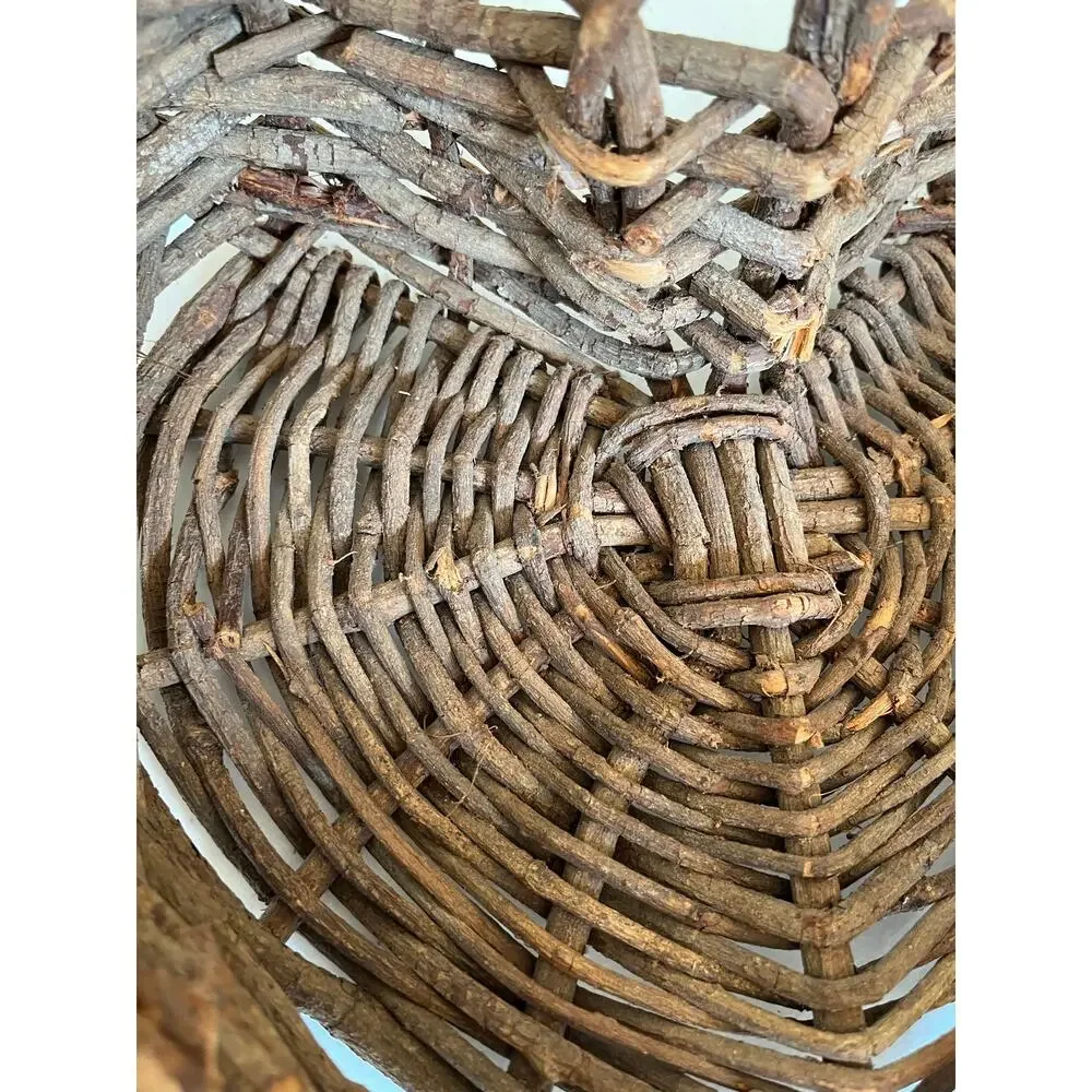Vintage Rustic Heart Shaped Twig Wicker Basket Romantic Love Cottagecore Granny